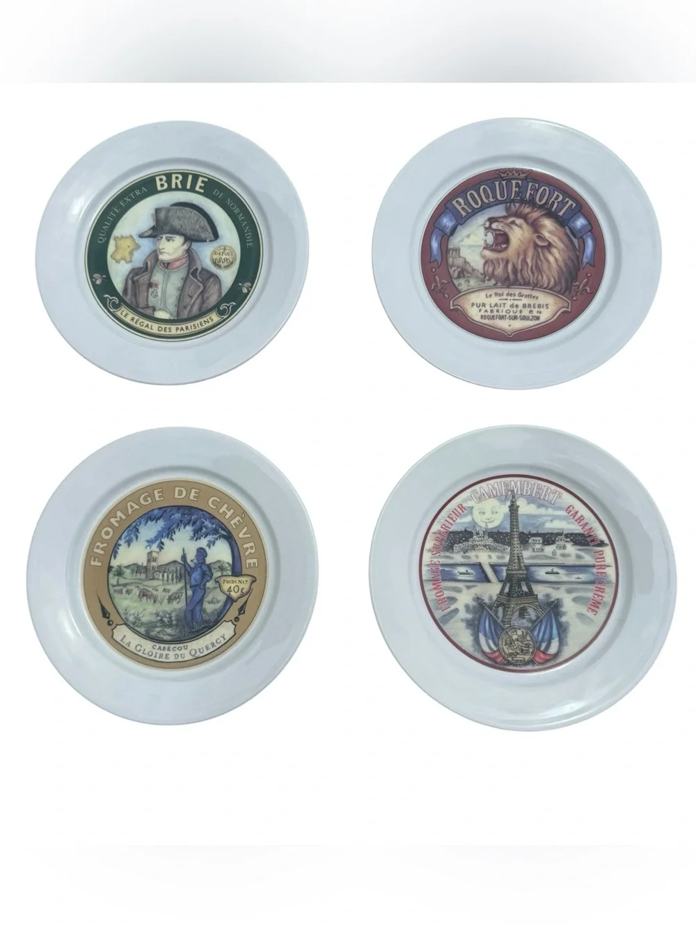 Vintage Restoration Hardware 2002 French Cheese Plates Set of 4 Paris Decor 8”